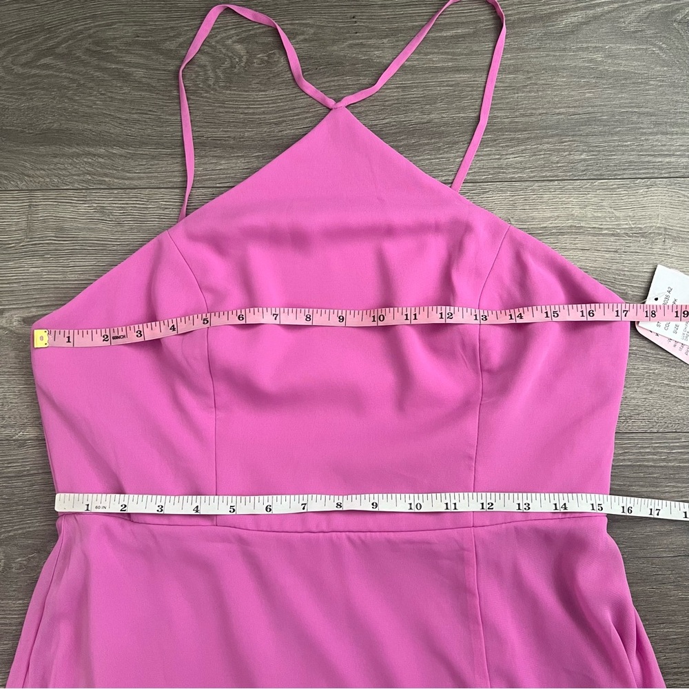 LOVELY Diamond Halter Maxi Dress Size 12 Orchid Pink Lux Chiffon Side Slit NWT - Picture 9 of 10